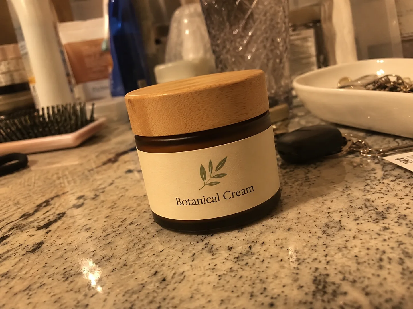 Product photo with uneven lighting and distracting background